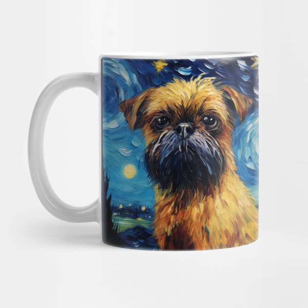 Brussels Griffon dog painting in Starry Night style by NatashaCuteShop